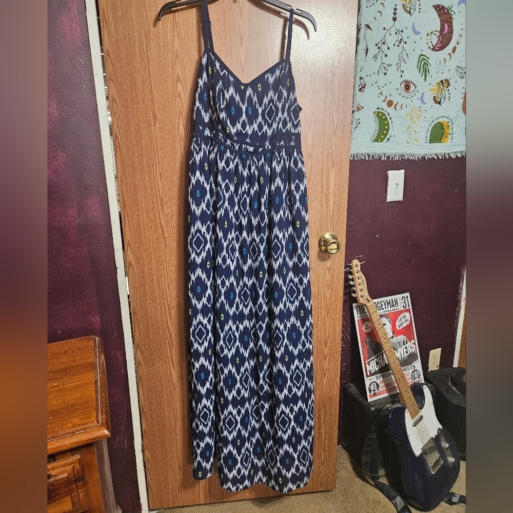 Torrid Sleeveless Argyle Print Preppy Chic Navy Lined Maxi Dress Plus Size!